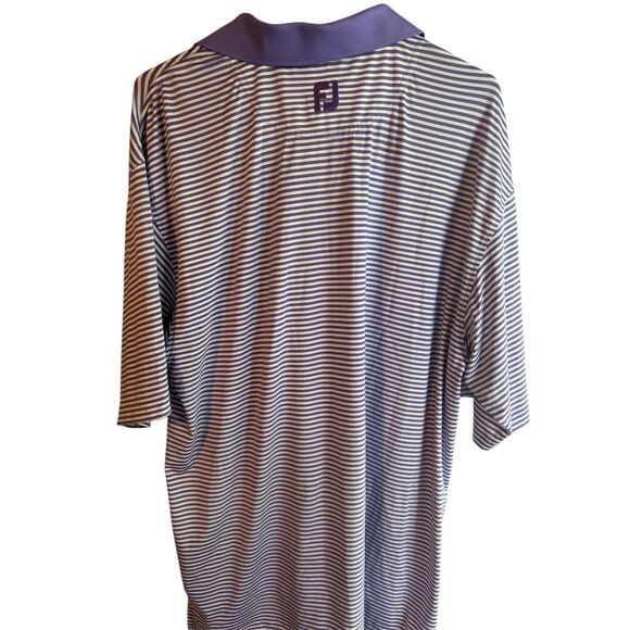 FootJoy FJ Purple Striped  Performance Golf Polo Shirt Men's size L Poly Stretch - Picture 4 of 5